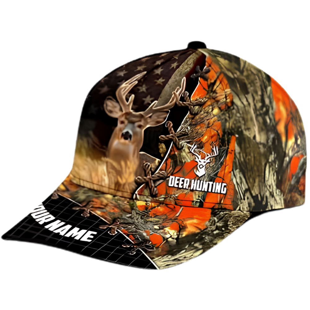 Custom Deer Hunting 3D Baseball Caps For Hunters, Custom Deer Hunting Caps Hats CP0526