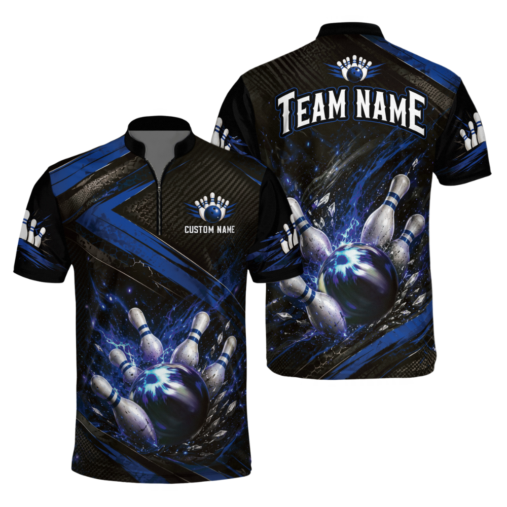 Custom Team Black And Red Bowling Jersey Shirts Mens, Custom Bowling Shirts BM0354