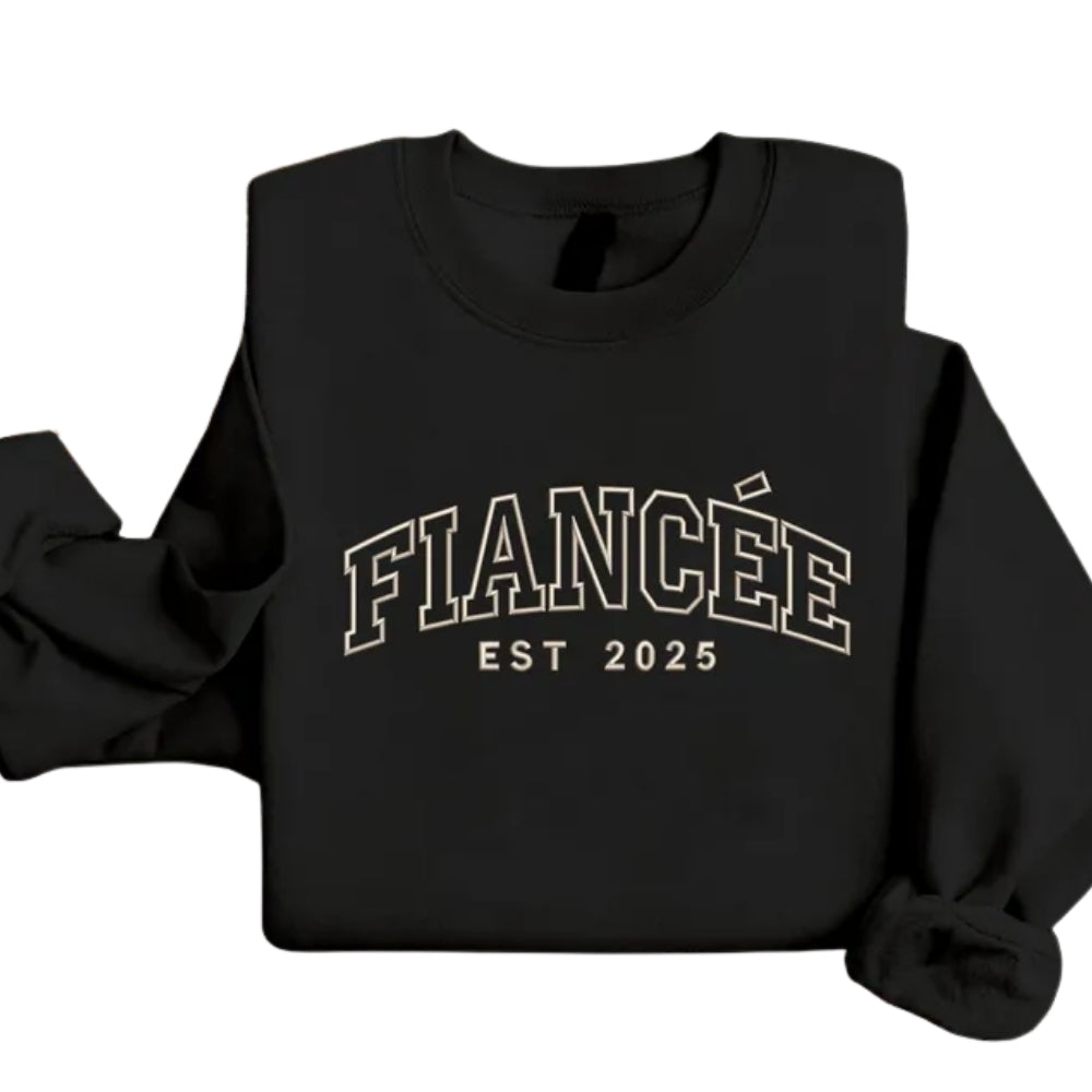 Custom Fiance and Fiancee Embroidered Sweatshirt, Matching Engagement Sweatshirt 2D0814