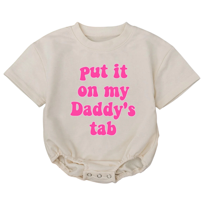 Put It On Daddy’s Tab Baby T Shirt Bubble Romper, Funny Father Baby Romper BB0302