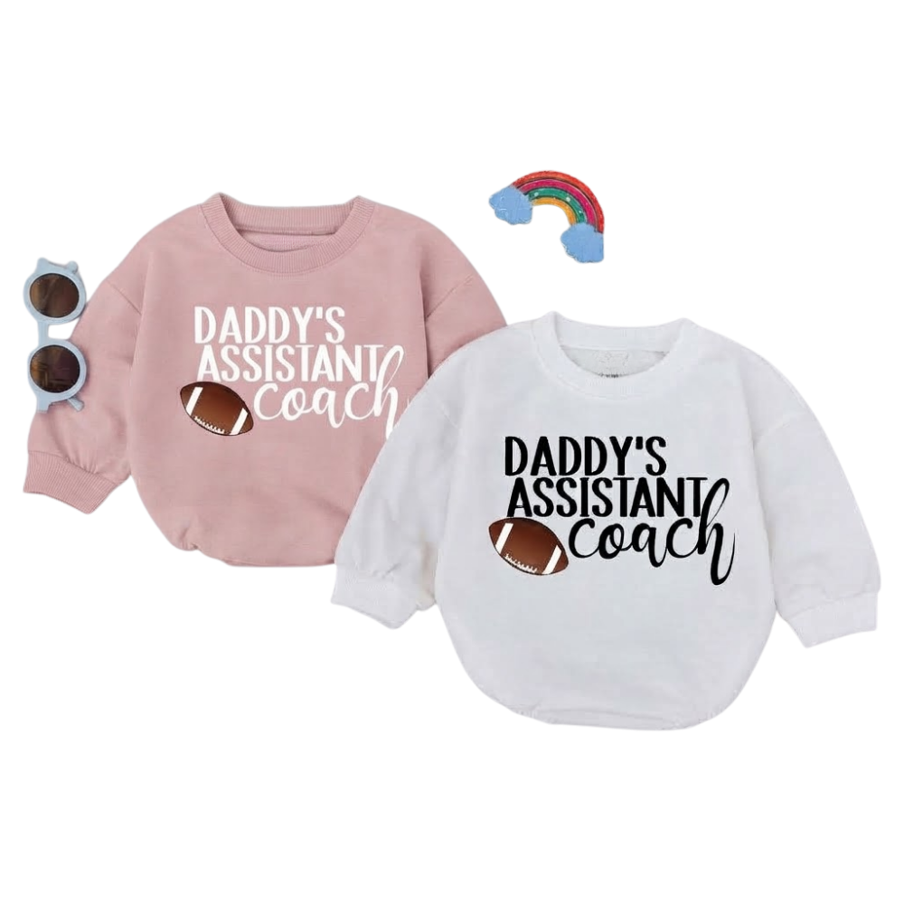 Daddy's Assistant Coach Baby Romper Sweatshirt, Baby Boys Football Romper Sweatshirt BB0076