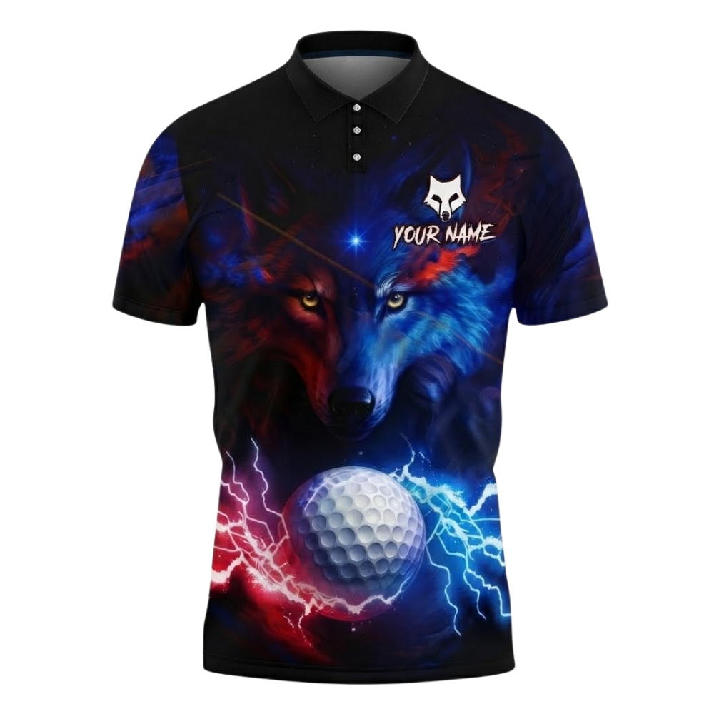 Wolf Golf Ball Custom Mens Golf Polo Shirt, Custom Wolf Golf Team Shirt GZ0327