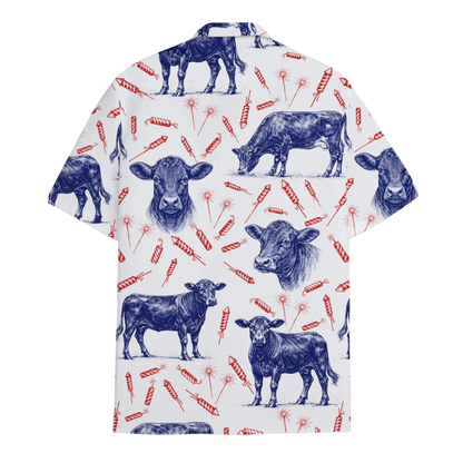 Angus Cow Firework Hawaiian Shirt For Men Women, Angus Lover Hawaiian Shirts HE0394