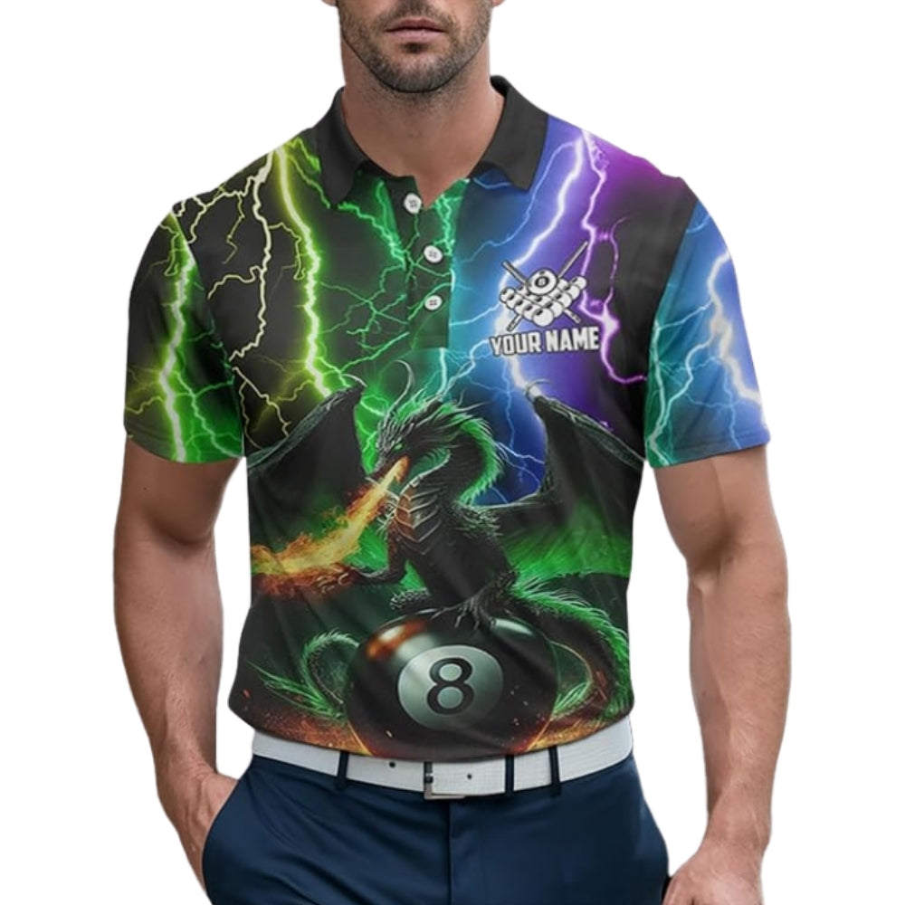 Custom Dragon Thunder 8 Ball Billiard Polo Shirt Mens, Custom Dragon Billiard Team Shirts BIZ0227