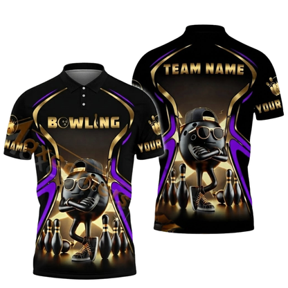 Custom Men's Orange And Gold Bowling Polo Shirts, Custom Team Bowling Shirts BZ0588