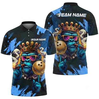Custom King Gorilla Bowling Mens Polo Shirt, Custom Gorilla Bowling Team Shirts BZ0519