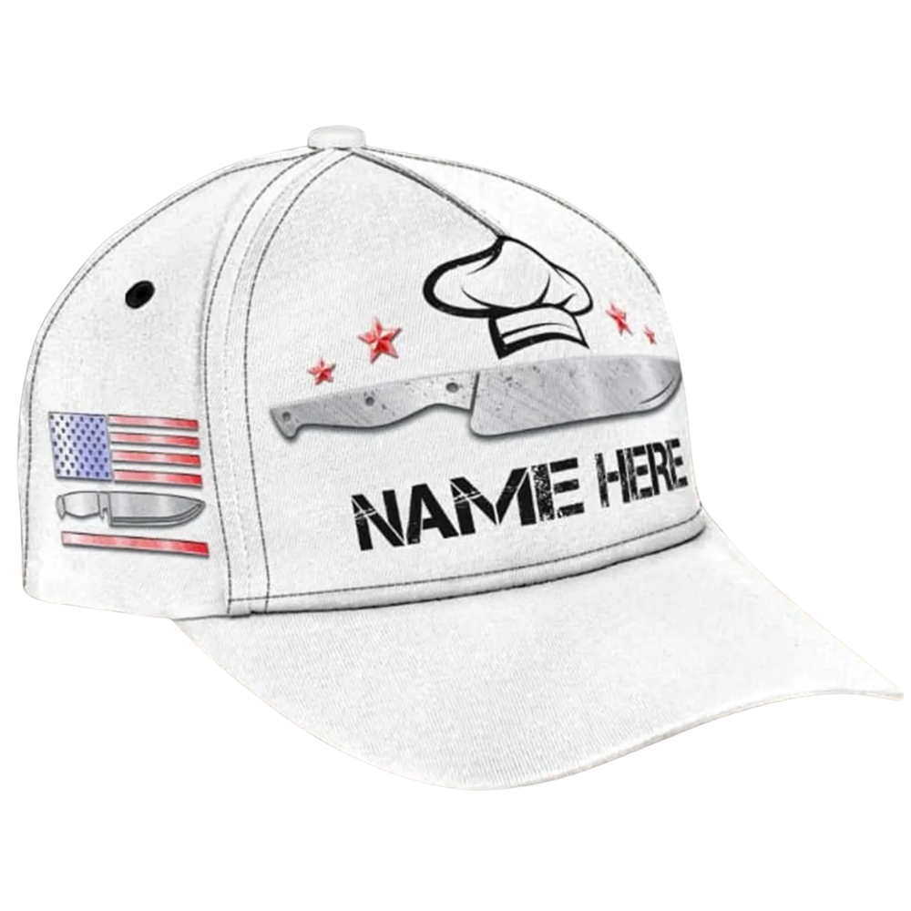 Personalized Chef White Basbeball Cap, Custom Chef 3D Printed Hat CP0633