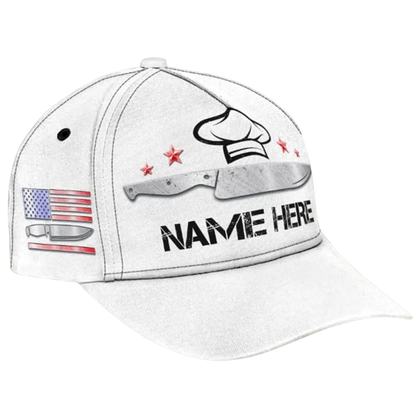 Personalized Chef White Basbeball Cap, Custom Chef 3D Printed Hat CP0633