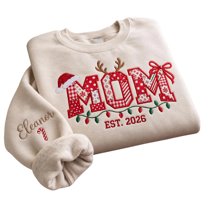 Custom Dad Mom Christmas Embroidered Sweatshirt Matching, Personalized Mom Dad Xmas Sweatshirt 2D1252
