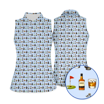 Women's Bourbon Sleeveless Golf Shirt, Bourbon Lover Golf Shirts For Ladies GE0457