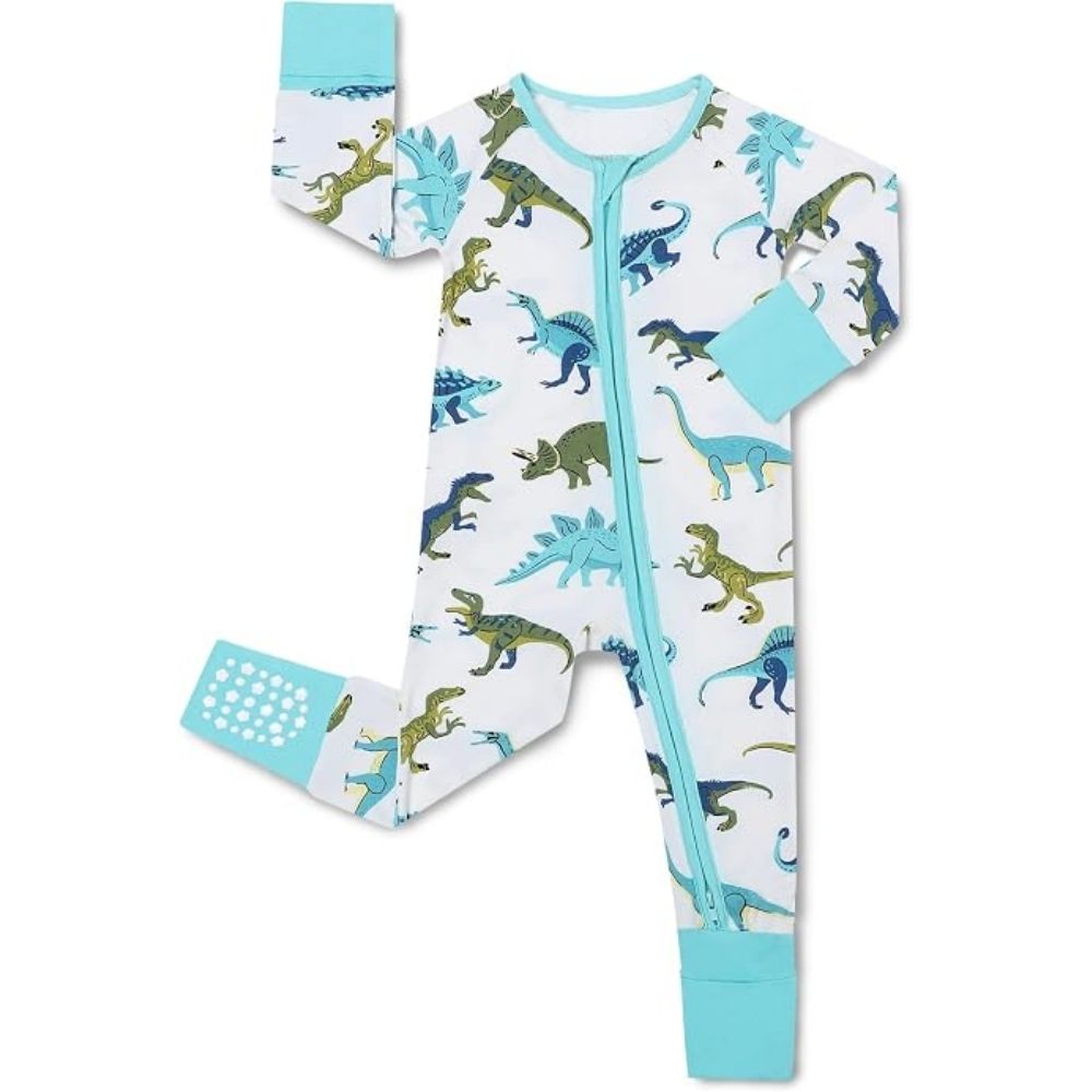 Dinosaur Blue Baby Convertible Zippy Romper, Dinosaur Baby Convertible Romper BB0363