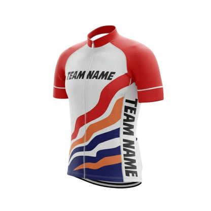Custom Red And White Cycling Team Short Sleeve Jersey Mens, Custom Cycling Jerseys For Team CG0505