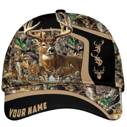 Personalized Deer Hunting Forest Baseball 3D Cap, Custom Deer Hunter Cap Hat CP0717