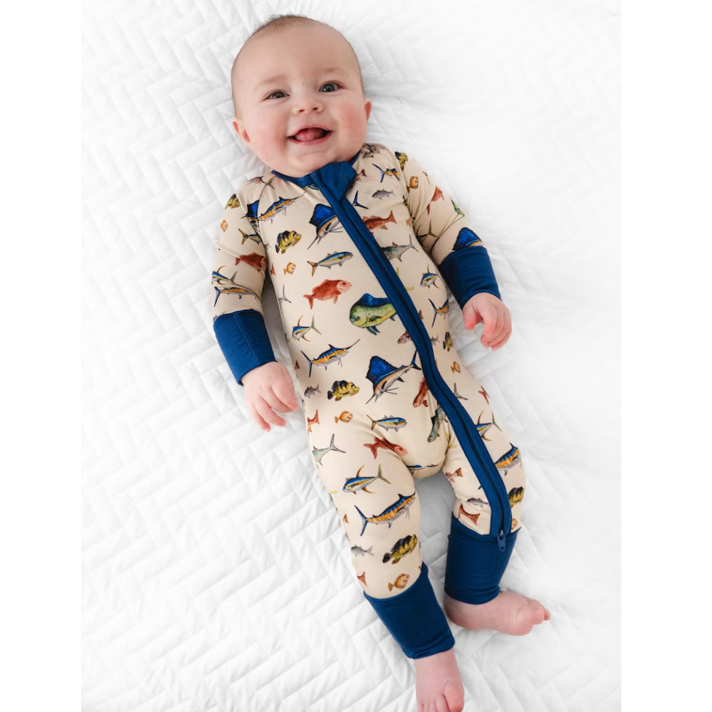 Fish Baby Convertible Zippy Romper, Fish Lover Convertible Romper For Baby BB0624