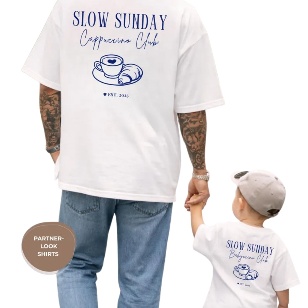 Slow Sunday Cappuccino Club Matching Daddy And Me T Shirts, Cappuccino Matching Family Shirts ET0311
