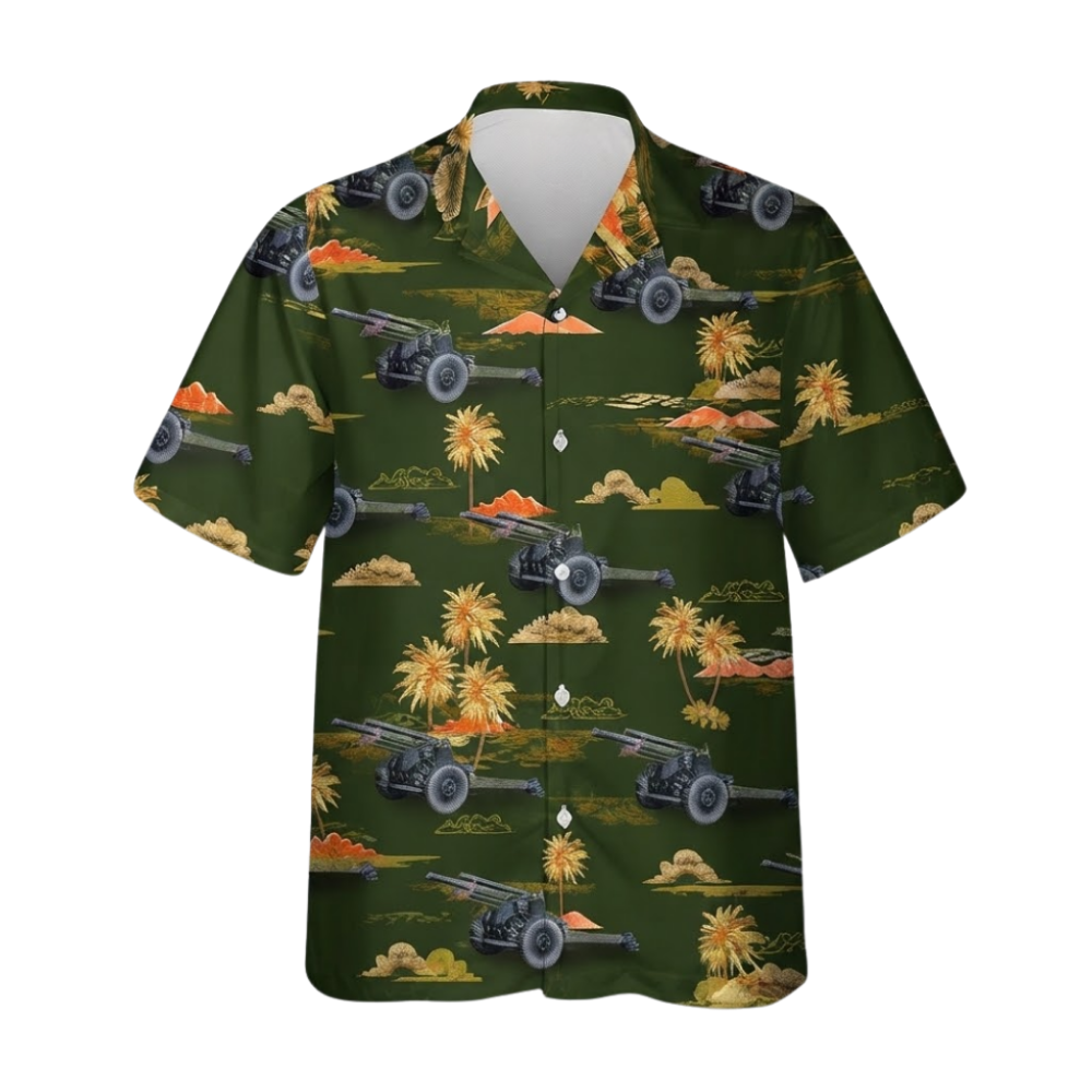 M101A1 Howitzer Artillery Tropical Hawaiian Shirt, Military Hawaiian Shirt For Veteran HE0780