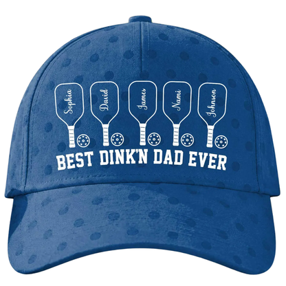 Best Dink'n Dad Ever Custom Kid Name Baseball Cap For Father's Day, Custom Dad Pickleball Cap 3D Printed CP0541