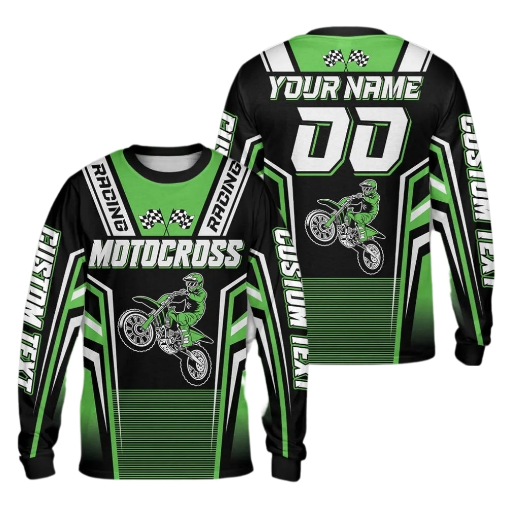 Custom Name Motocross Long Sleeve Jersey Mens , Custom Dirt Motocross Shirts ME0004