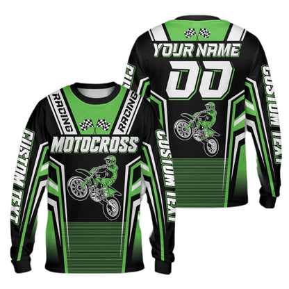 Custom Name Motocross Long Sleeve Jersey Mens , Custom Dirt Motocross Shirts ME0004