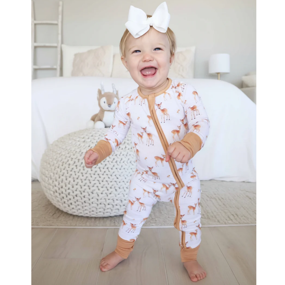 Fawn Deer Baby Convertible Zippy Romper, Baby Deer Romper Convertible BB0843