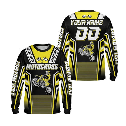 Custom Name Motocross Long Sleeve Jersey Mens , Custom Dirt Motocross Shirts ME0004