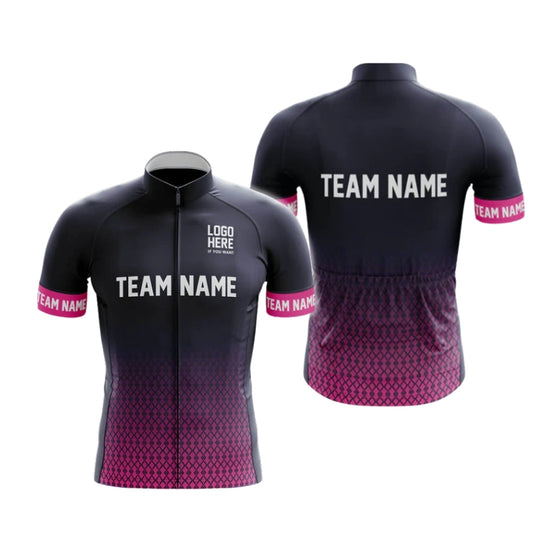 Custom Logo Black Pink Men's Short Sleeve Cycling Jersey For Team, Custom Team Cycling Jerseys CG0506
