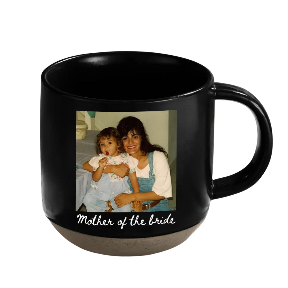 I Survived My Daughter's Wedding Custom Photo Pottery Mug For Mother Of The Bride, Personalized Mother Of Bride Mug With Picture WD0346