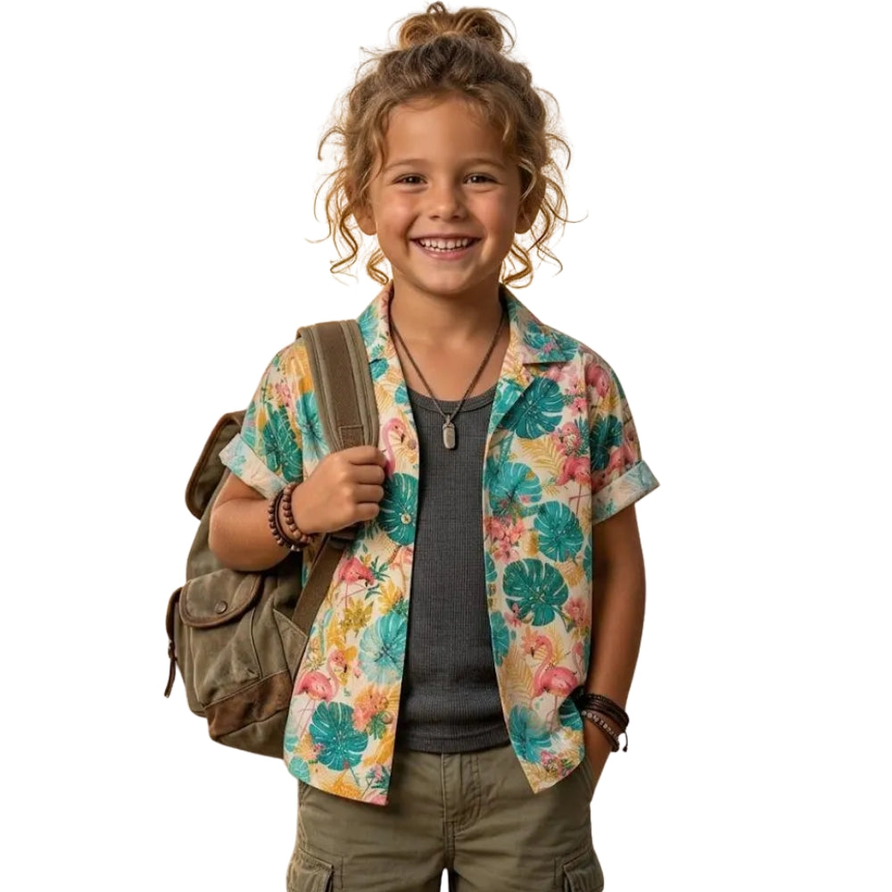 Flamingo Tropical Matching Family Hawaiian Shirt, Flamingo Beach Family Hawaiian Shirts ET0893