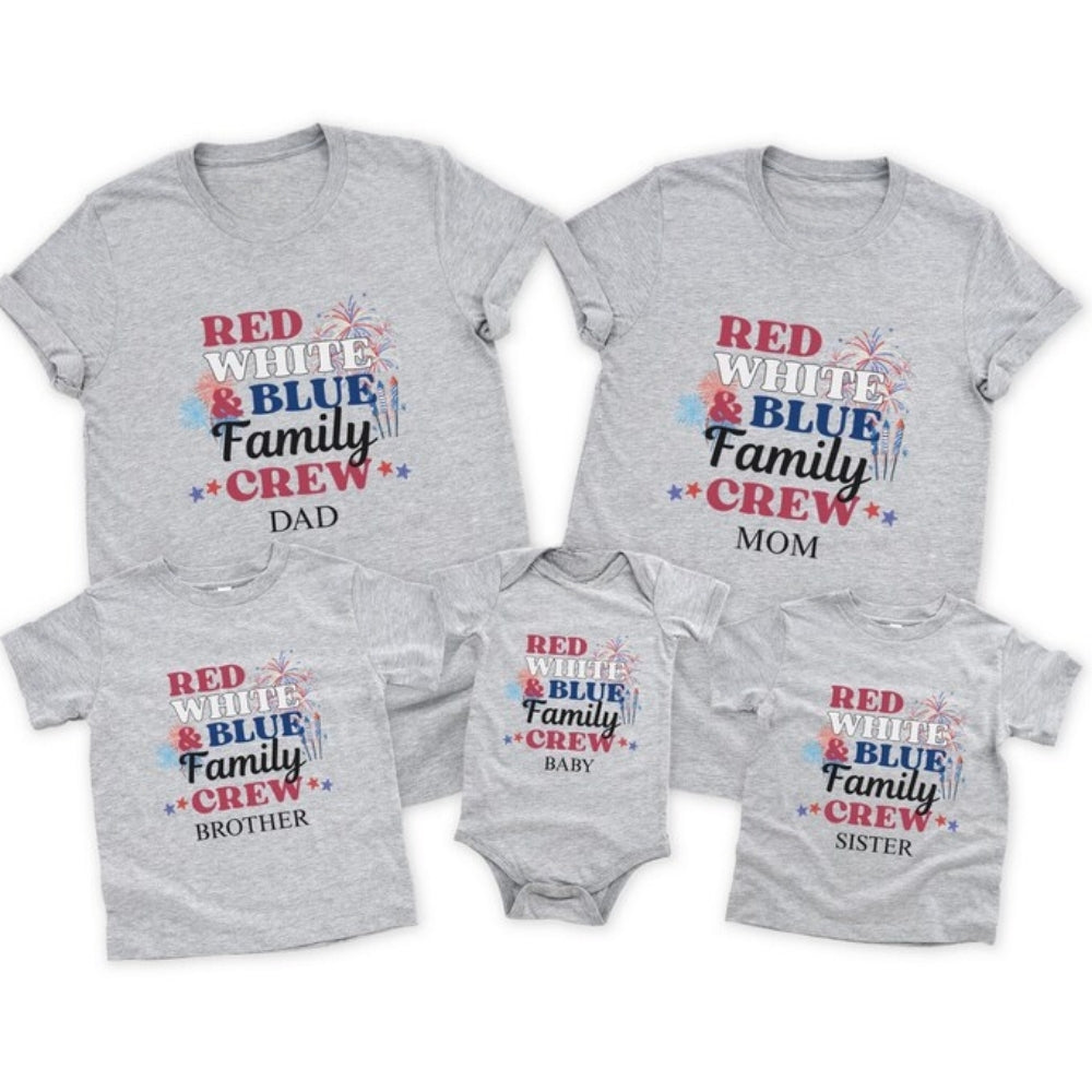 Red White Blue Family Crew Custom Matching 4th Of July T Shirt, Custom Independence Day Matching Shirts For Family ET0729