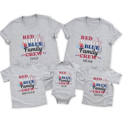Red White Blue Family Crew Custom Matching 4th Of July T Shirt, Custom Independence Day Matching Shirts For Family ET0729
