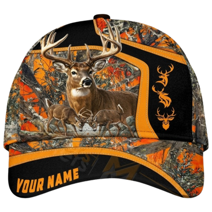 Personalized Deer Hunting Forest Baseball 3D Cap, Custom Deer Hunter Cap Hat CP0717