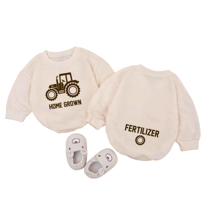 Tractor Home Grown Baby Romper Sweatshirt, Tractor Farm Baby Romper Sweater BB0490