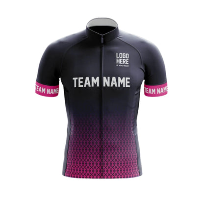 Custom Logo Black Pink Men's Short Sleeve Cycling Jersey For Team, Custom Team Cycling Jerseys CG0506