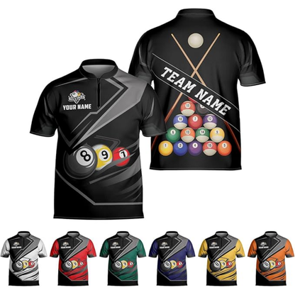 Custom Billiard Team Jersey For Men, Custom  Black Grey Pool Billiard Shirts BIZ0094
