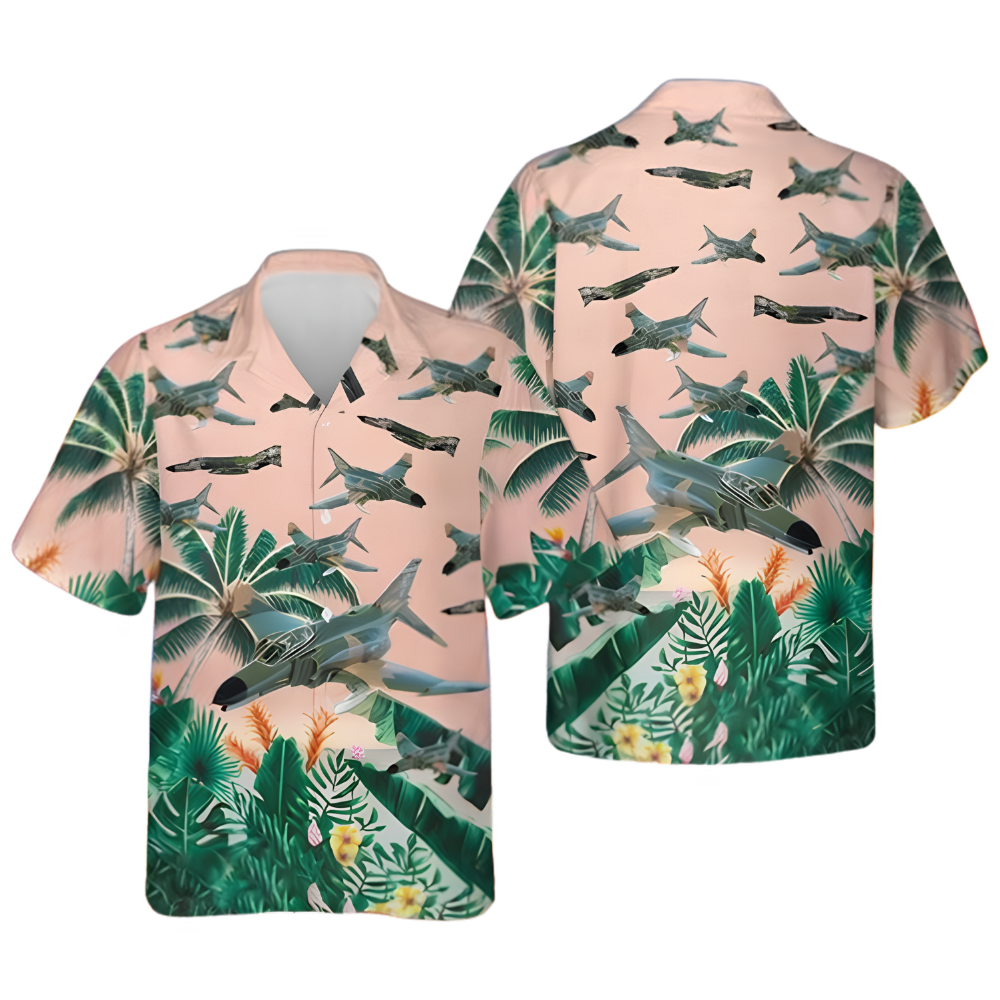 F 4 Phantom II Aircraft Tropical Hawaiian Shirt, Military Airplane Hawaiian Shirt HE0781