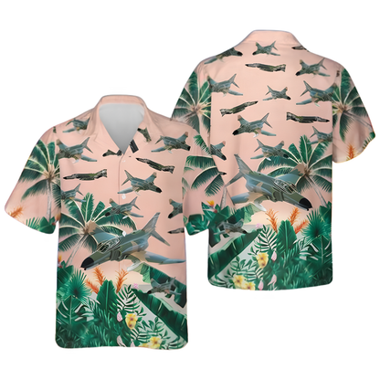 F 4 Phantom II Aircraft Tropical Hawaiian Shirt, Military Airplane Hawaiian Shirt HE0781