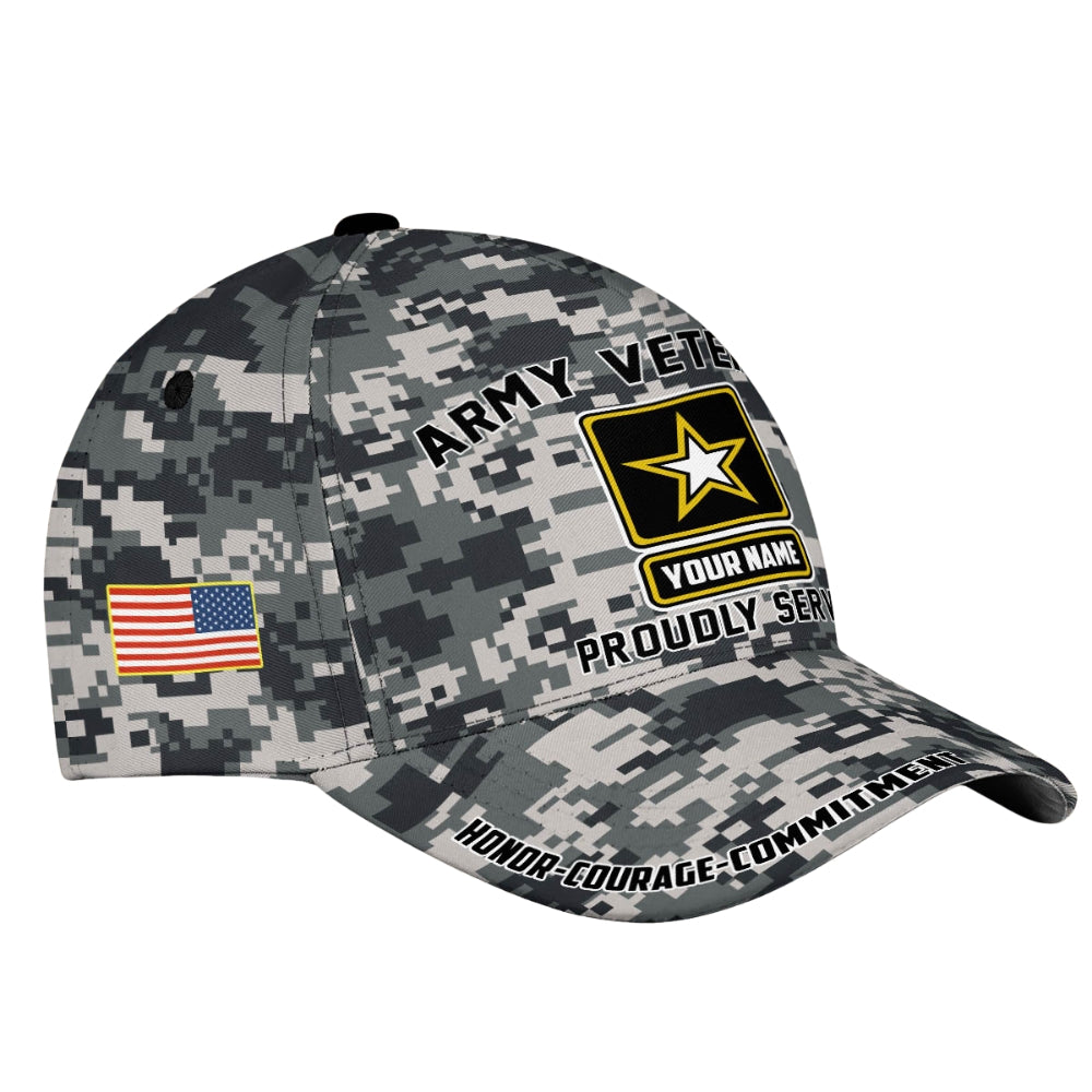 3D Classic Cap Army Veteran Personalized Name Cap 37 Lasfour CA1014