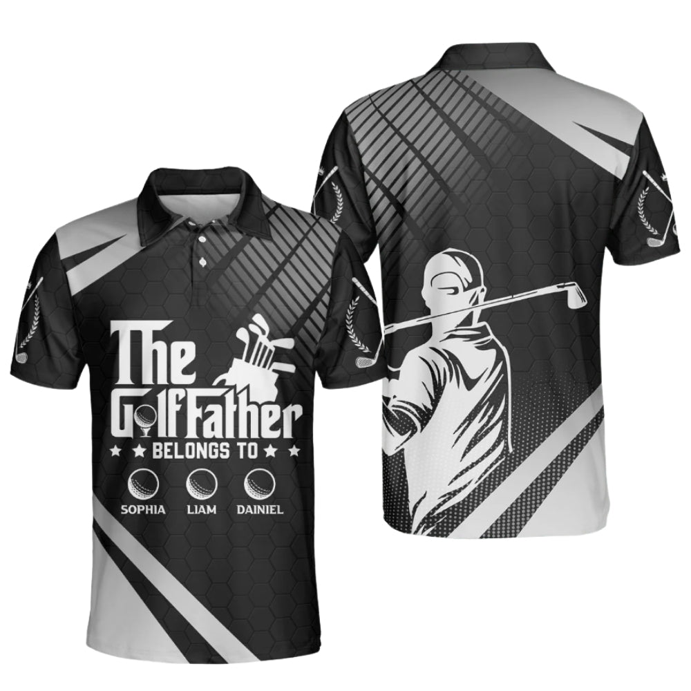 The Golf Father Belong To Custom Kid Names Golf Polo Shirt For Men, Custom Father's Day Golf Shirts GZ0216