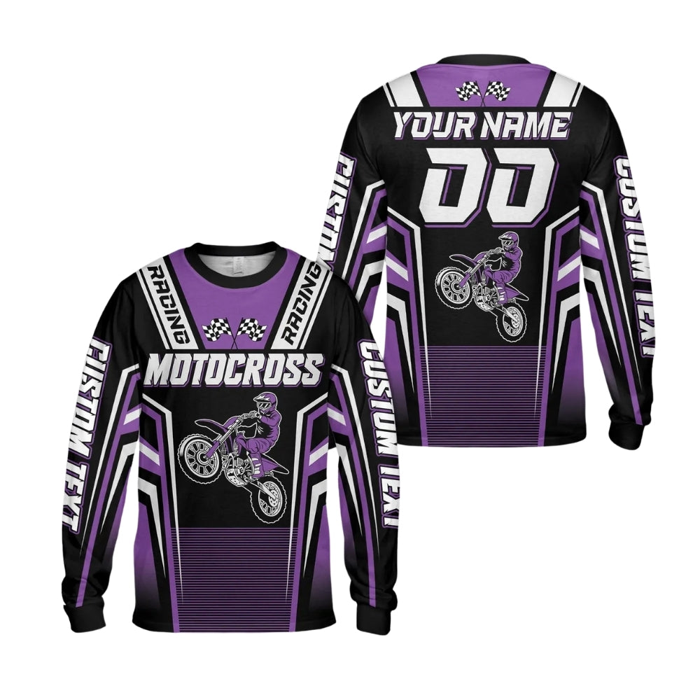 Custom Name Motocross Long Sleeve Jersey Mens , Custom Dirt Motocross Shirts ME0004