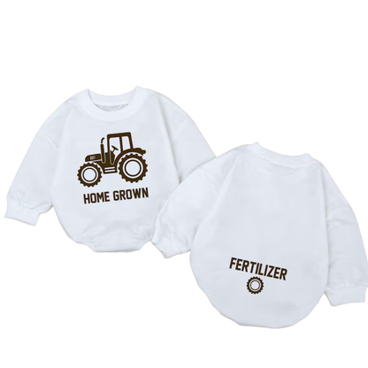 Tractor Home Grown Baby Romper Sweatshirt, Tractor Farm Baby Romper Sweater BB0490