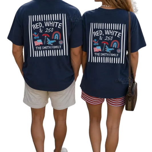 Red White & 250 Custom Matching 4th Of July Family T Shirt, Custom Family Fourth Of July Shirts ET0730