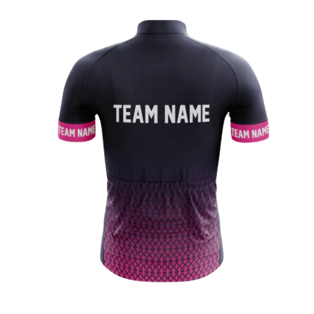 Custom Logo Black Pink Men's Short Sleeve Cycling Jersey For Team, Custom Team Cycling Jerseys CG0506