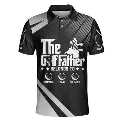 The Golf Father Belong To Custom Kid Names Golf Polo Shirt For Men, Custom Father's Day Golf Shirts GZ0216