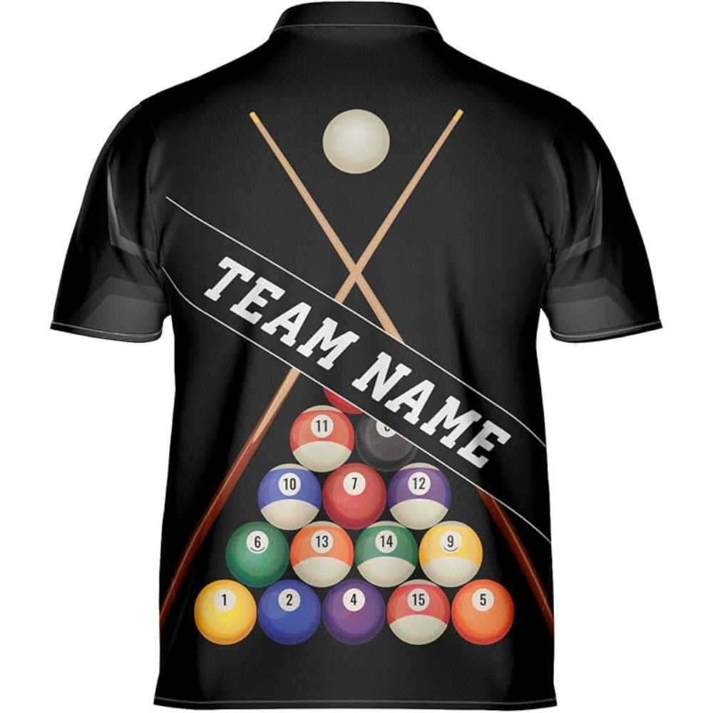 Custom Billiard Team Jersey For Men, Custom  Black Grey Pool Billiard Shirts BIZ0094