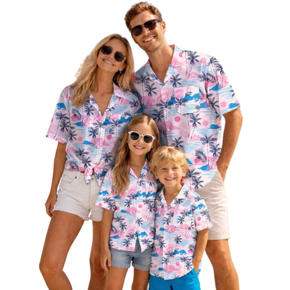 Pink Tropical Matching Hawaiian Family Shirts, Family Tropical Hawaiian Shirts ET0894