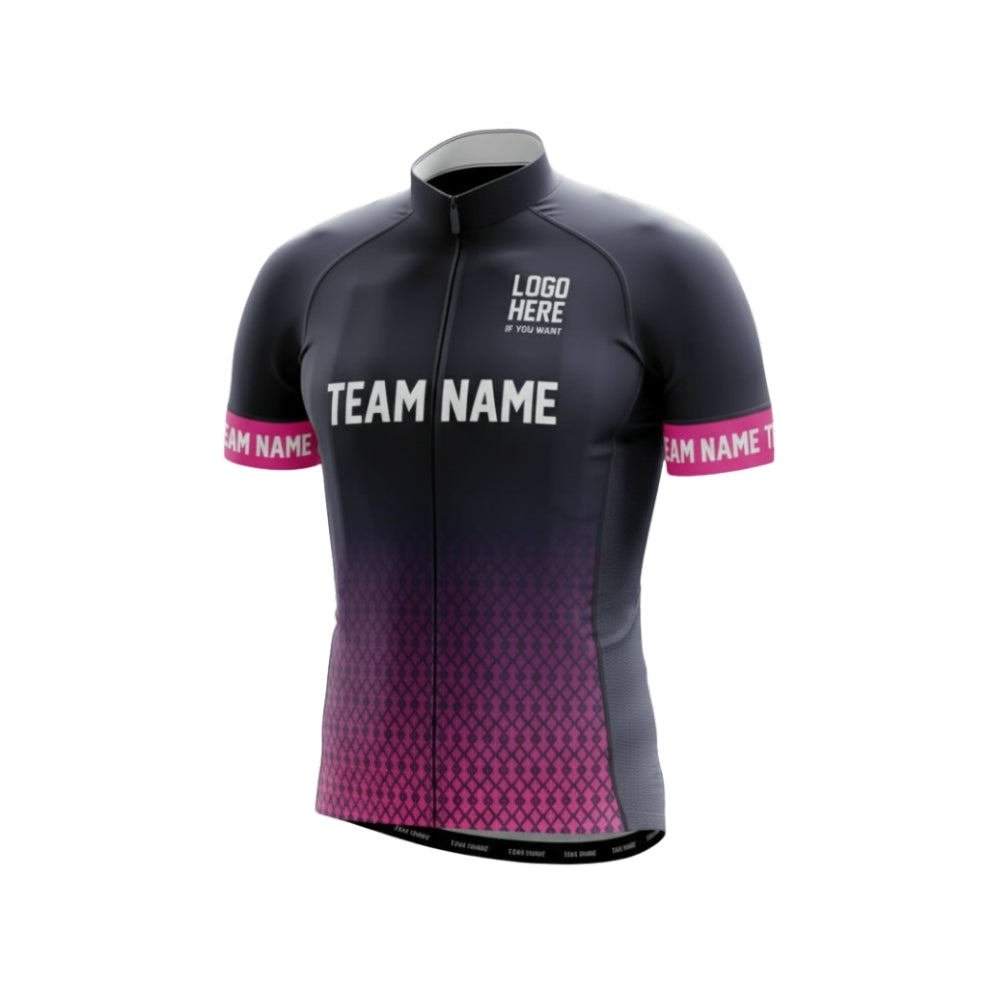 Custom Logo Black Pink Men's Short Sleeve Cycling Jersey For Team, Custom Team Cycling Jerseys CG0506