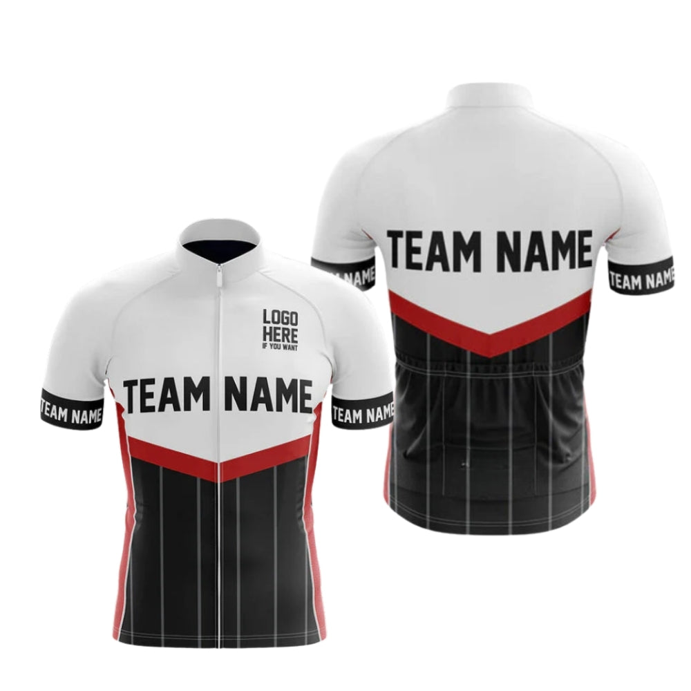 Men's Custom Logo Black Red And White Cycling Short Sleeve Jersey For Team, Custom Cycling Jerseys CG0507