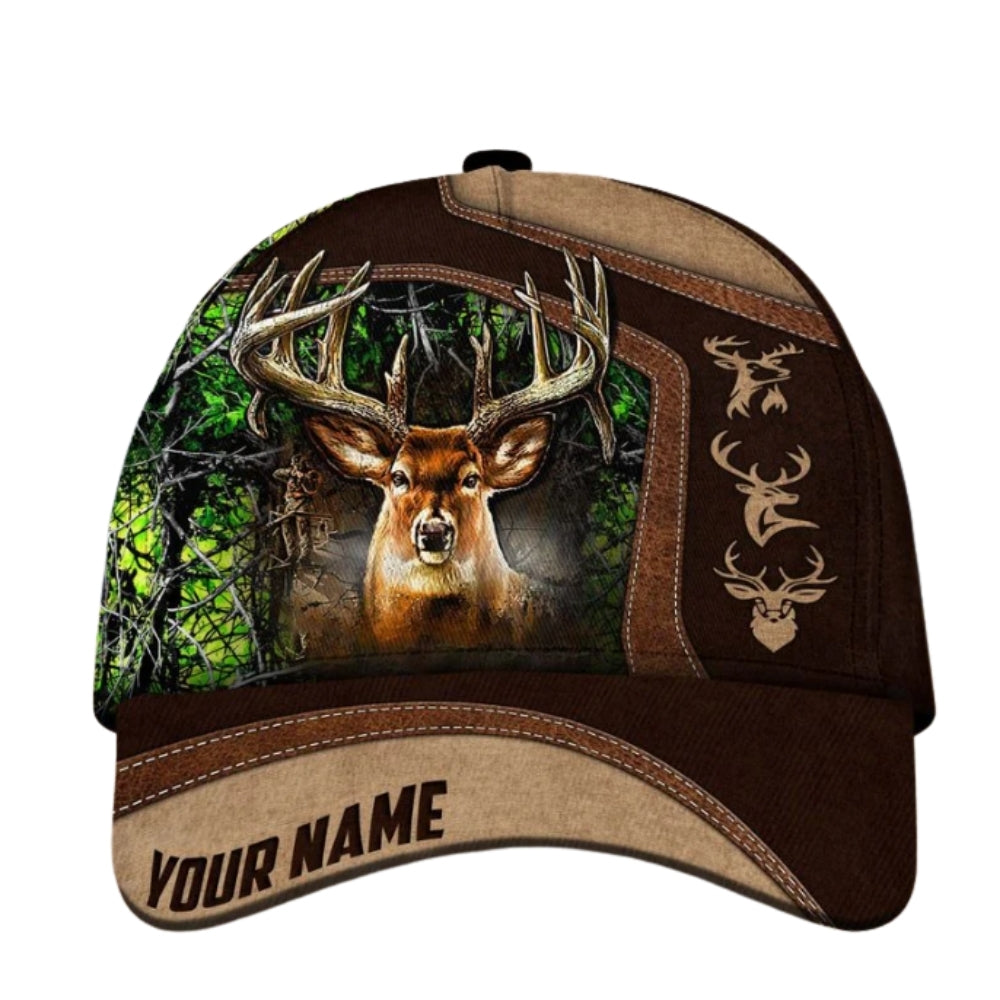 Custom Whitetail Deer Hunting 3D Printed Hat Cap, Custom Deer Hunting Caps CP0345