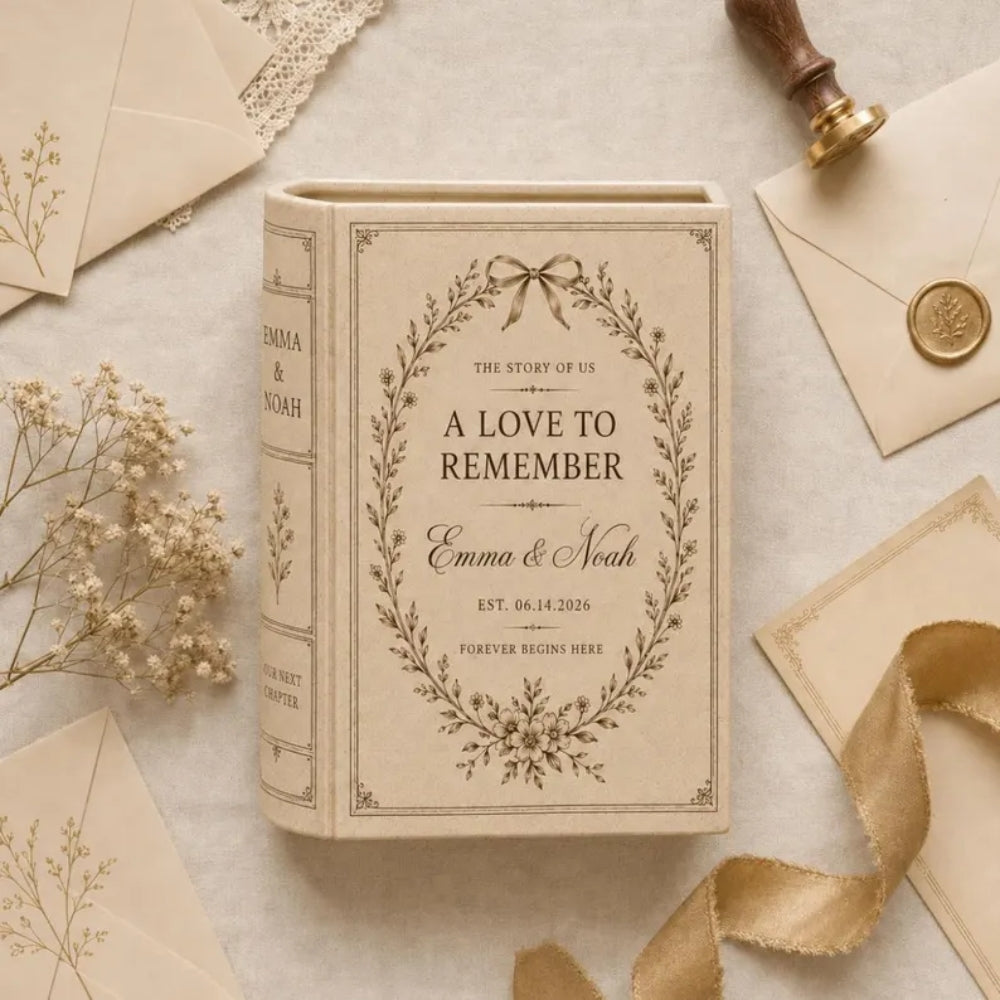 A Love To Remember Custom Wedding Ceramic Book Vase, Personalized Wedding Book Vase WD0657