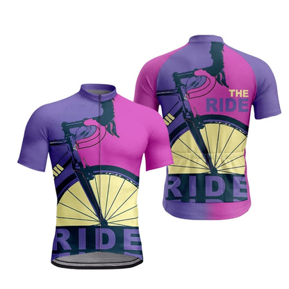 Blue And Red Ride Cycling Short Sleeve Jersey For Men, Men's Cycling Jerseys CZ0152